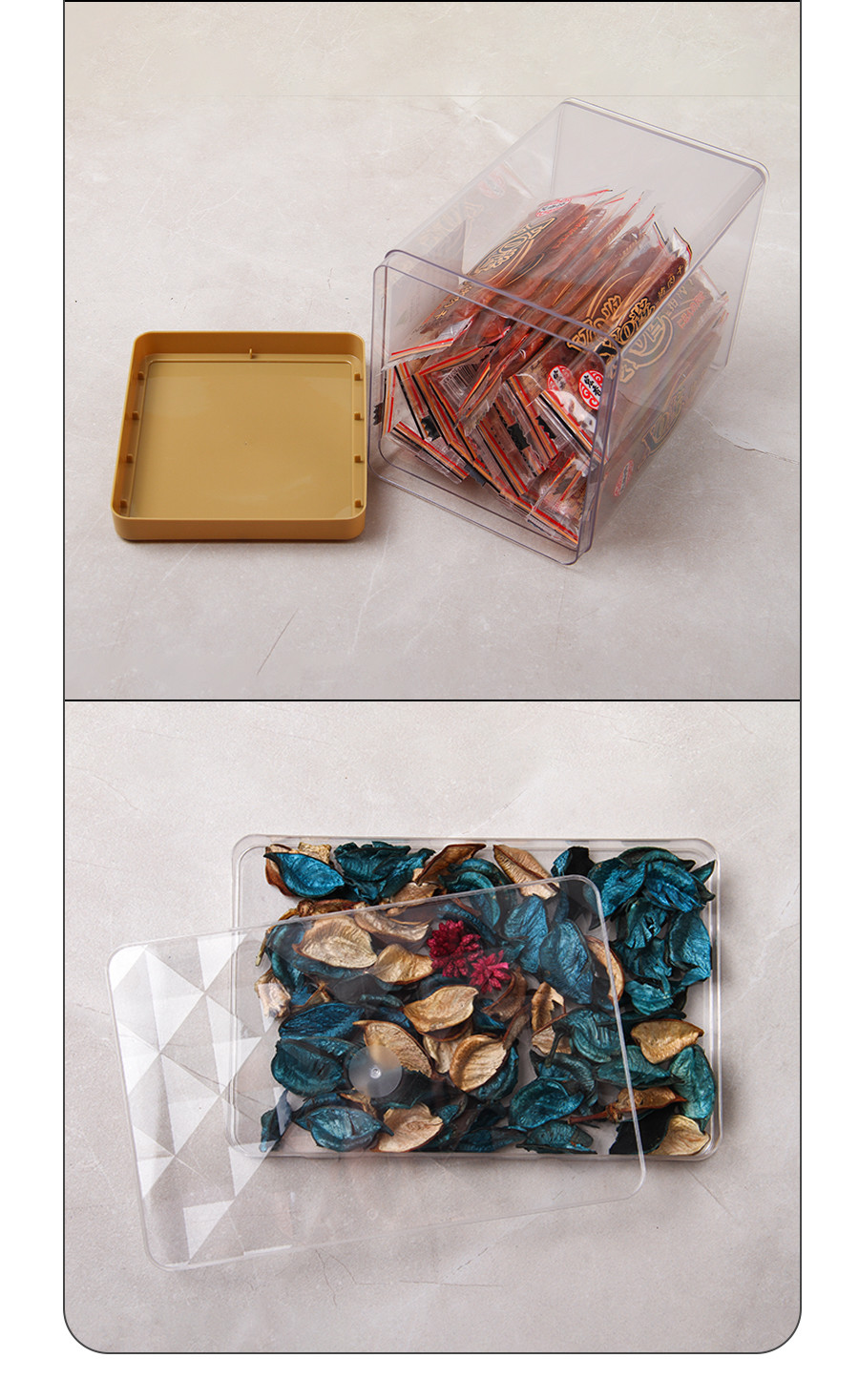 Transparent PET Square Plastic Storage Jars 660Ml Plastic Food Container With Lids