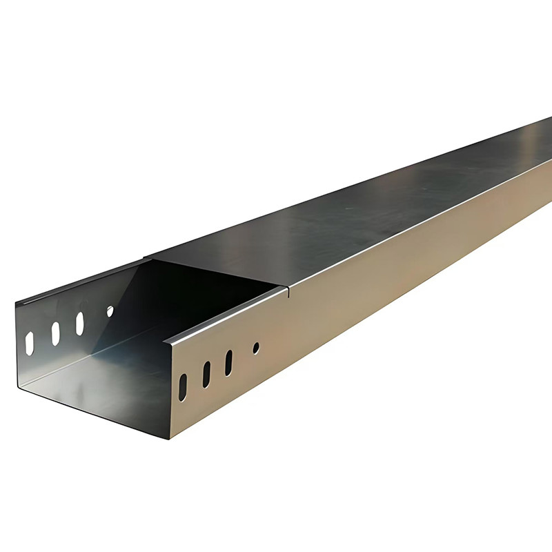 Silver Fully Enclosed Cable Tray / Steel Metal Cable Trough Medium Duty