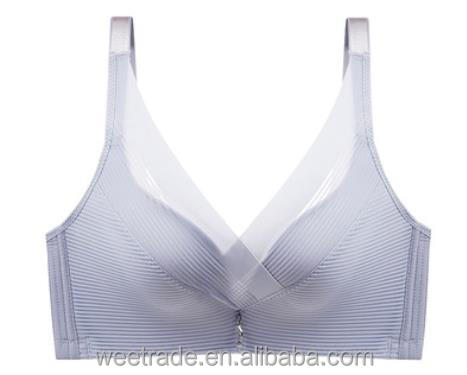 Cross mesh breathable seamless underwear push up bra plus size lingerie for ladies