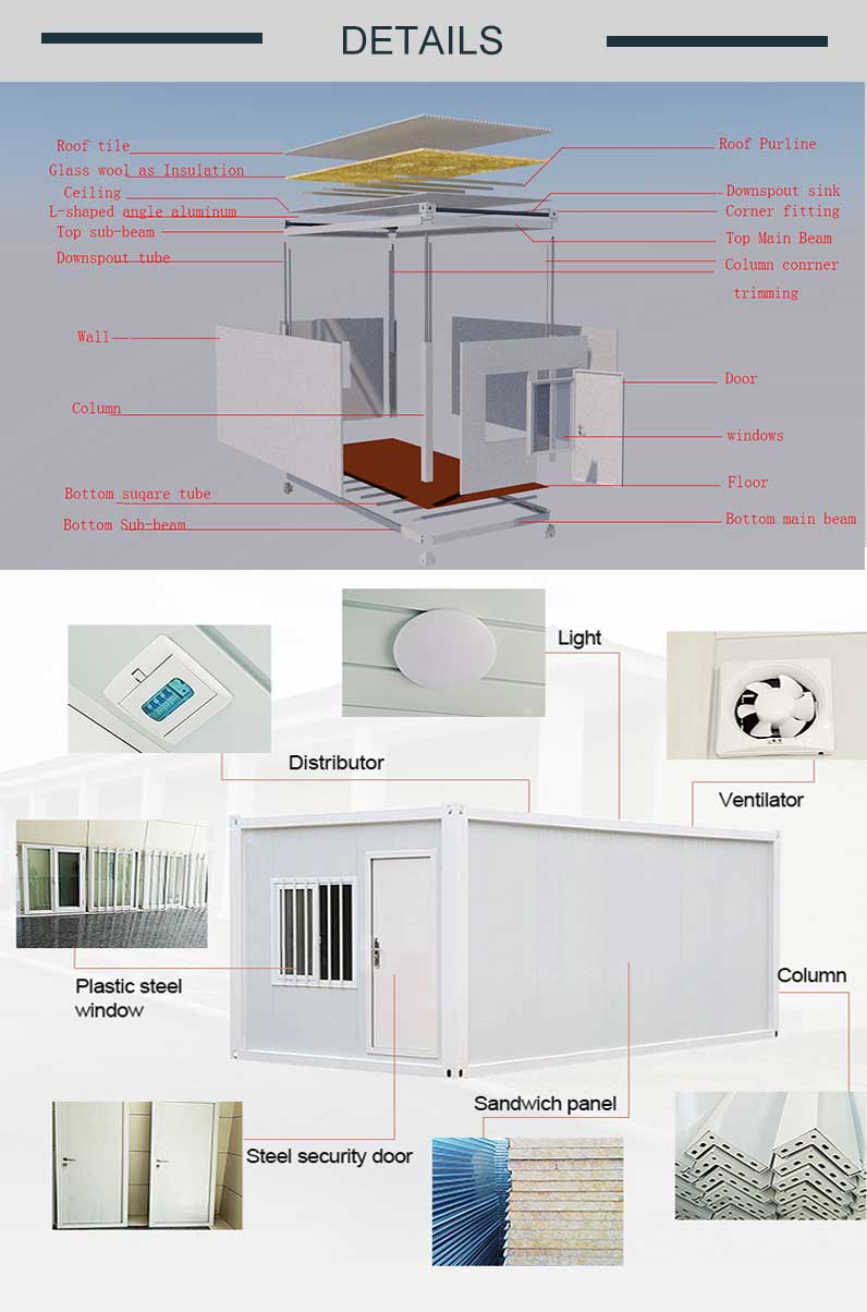 Zontop new design small low cost fast build ready quick concrete modular 20 ft containre home K -type Prefab K house