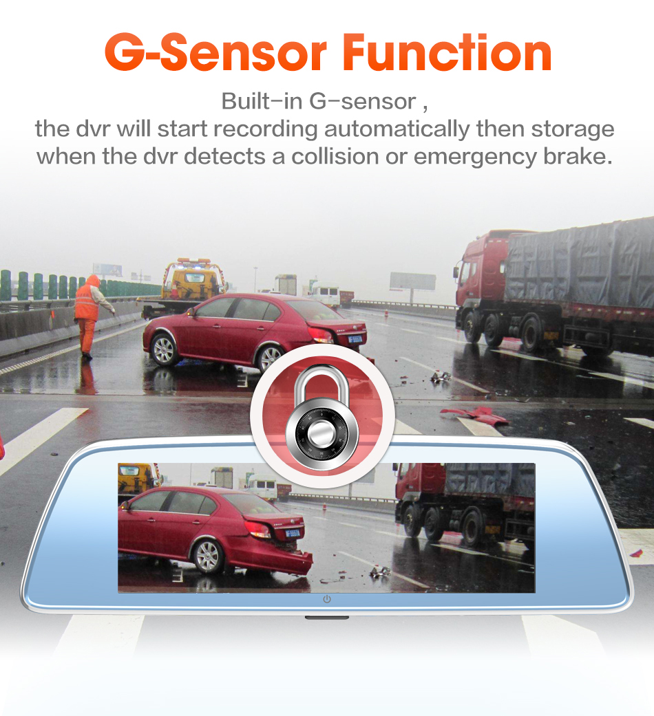 4G 8 Inch WDR Car DVR Android Dash Cam Rear View Mirror 34X13X7.7cm