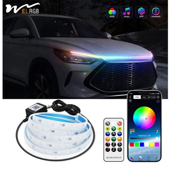 Waterproof Car LED Hood Light Strip 59 Inch Flexible Daytime Running Light for