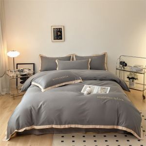 Customized Size 100% Cotton Bedding Sets 4 Piece Eco-Friendly Long Staple Bed Cover Manufactures