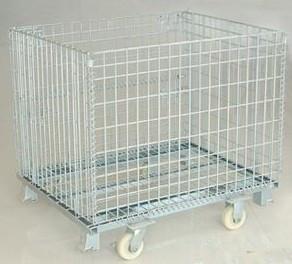 collapsible heavy-duty rigid mesh box wire cage metal bin storage container with