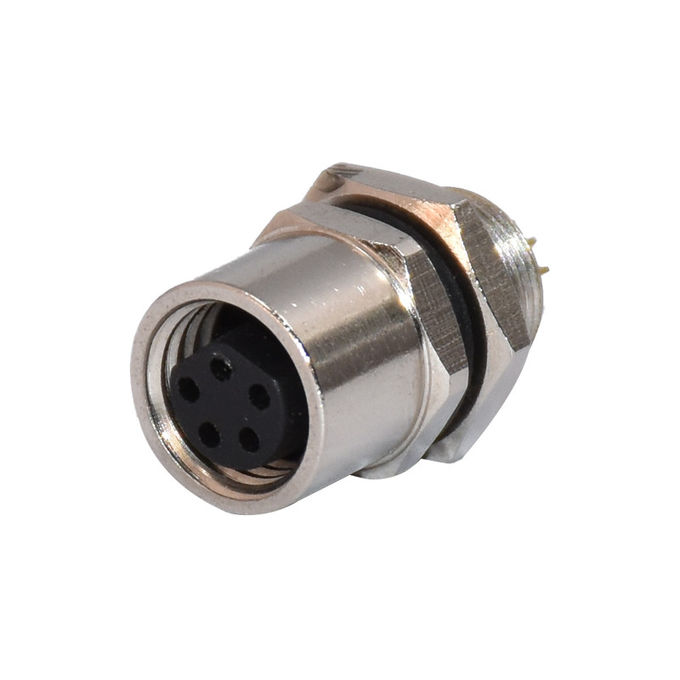 M8 5 Pin Panel Mount Connector , Rear Panel Connector With Soldering