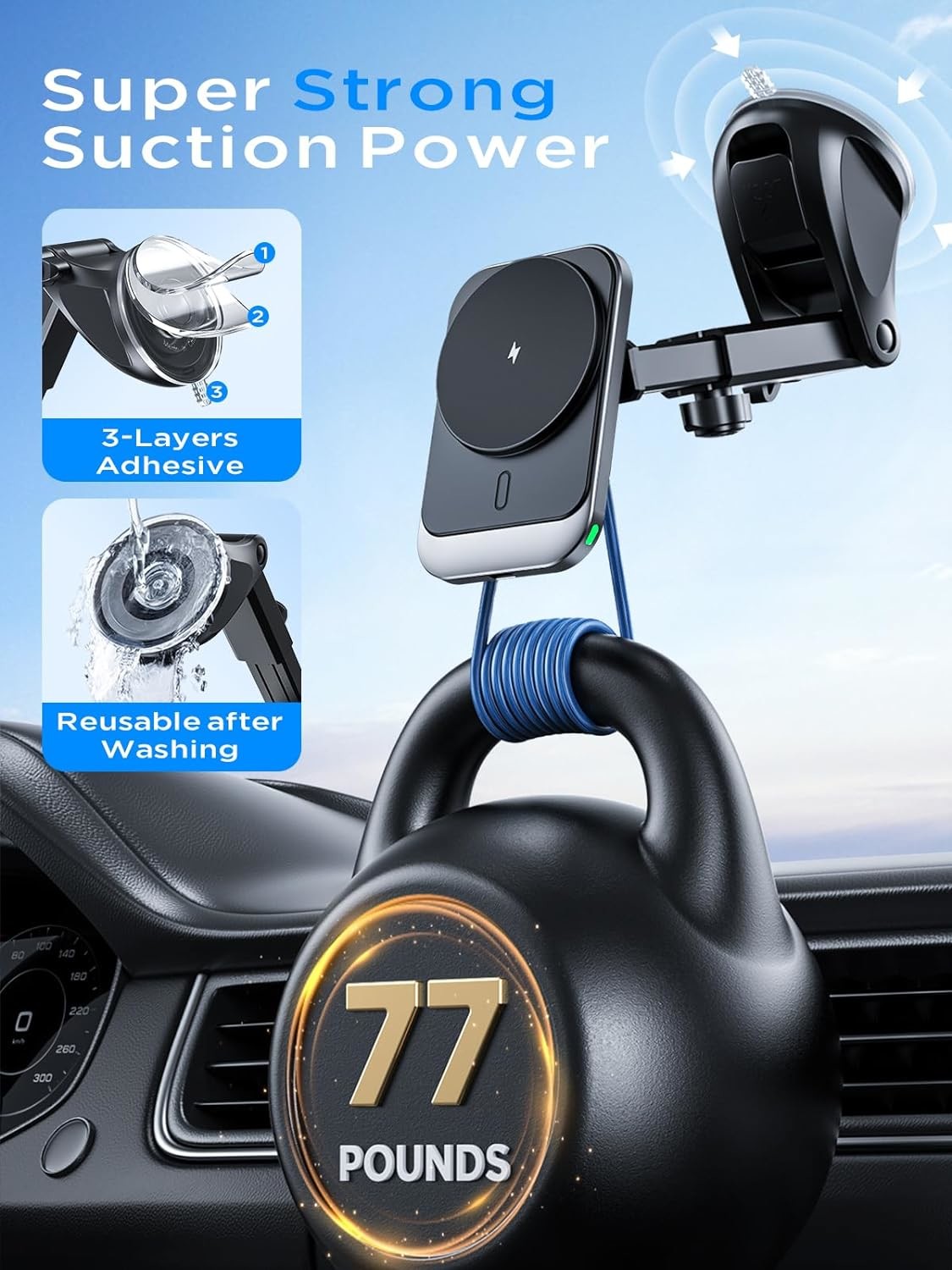 Magnetic Wireless Car Mount Charger 15W For IPhone 15
