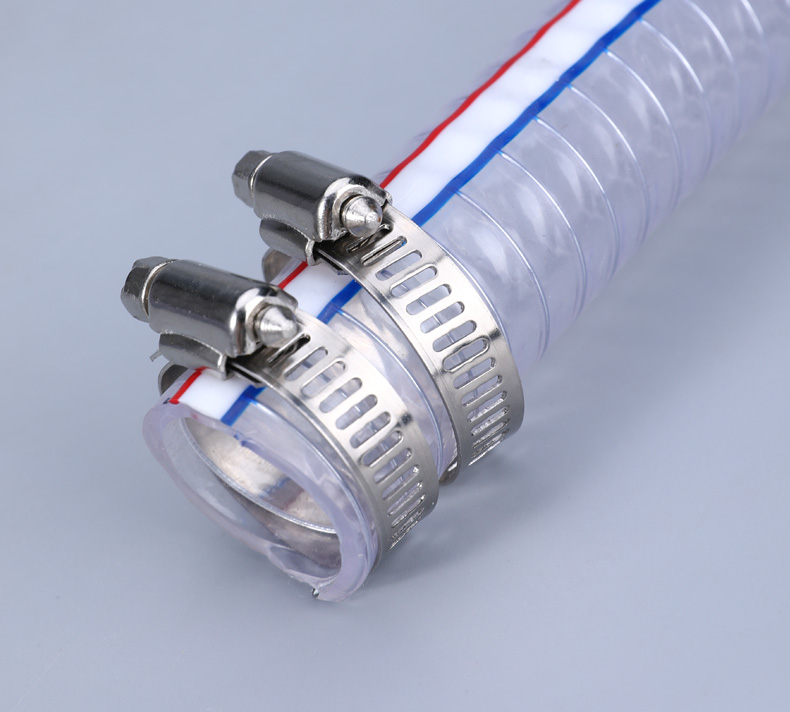 UMETASS 3/4" Transparent PVC Spiral Steel Wire Reinforced Hose with Flange Connection