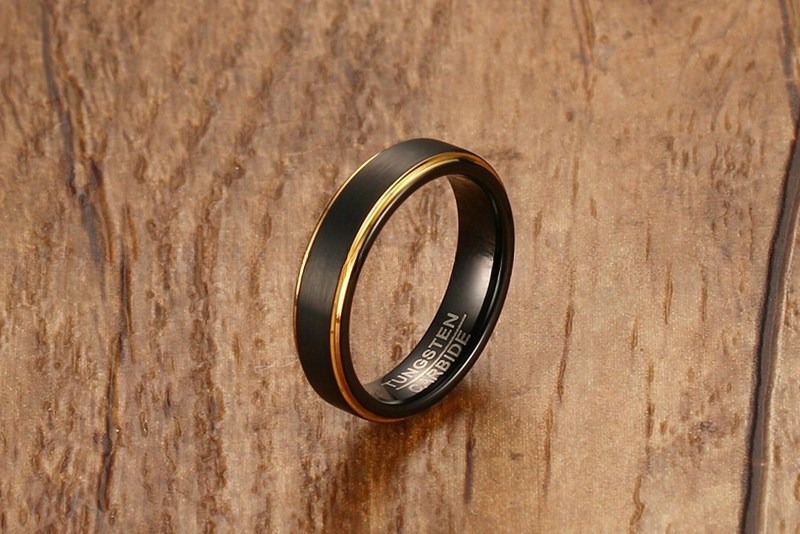 5mm Silver/Gold/Black Basic Tungsten Carbide Ring Brushed Step Edge Men Women Engagement Promise Wedding Band