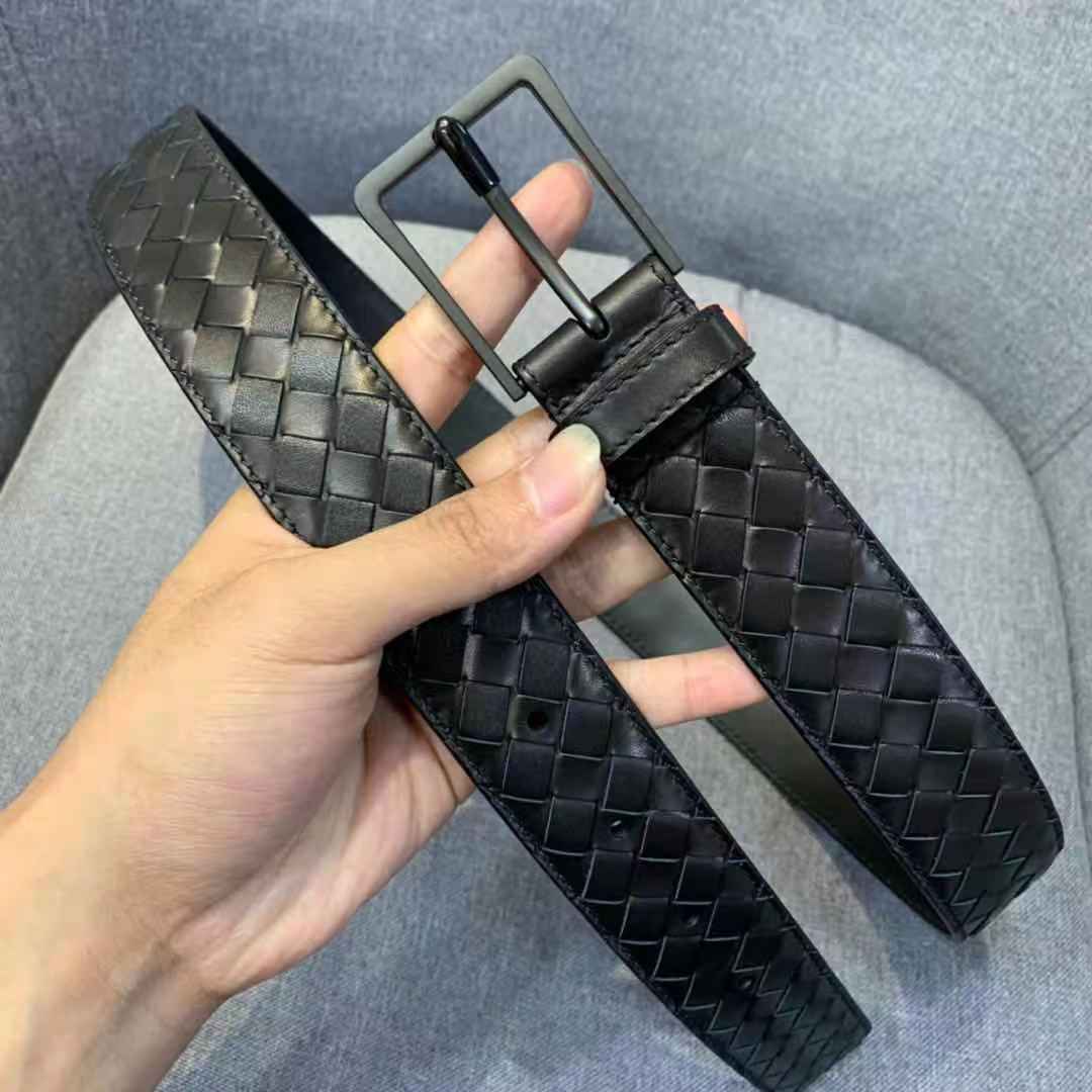 Mens Black Brown Leather Braided Belt ISO9001 Anti Abrasion Tearproof