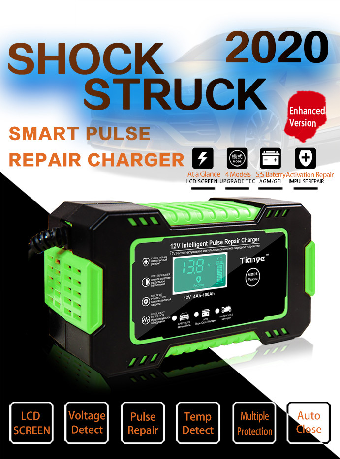 Pulse Repair Motorcycle Lead Acid Battery Charger 12V 6A