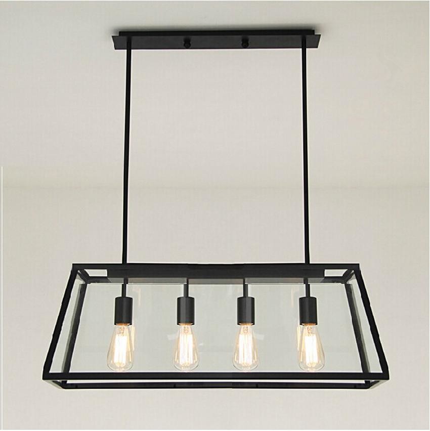 Loft Rectangle Pendant Lights with Glass Lampshade Vintage pendant lamp Fixtures (WH-VP-22)