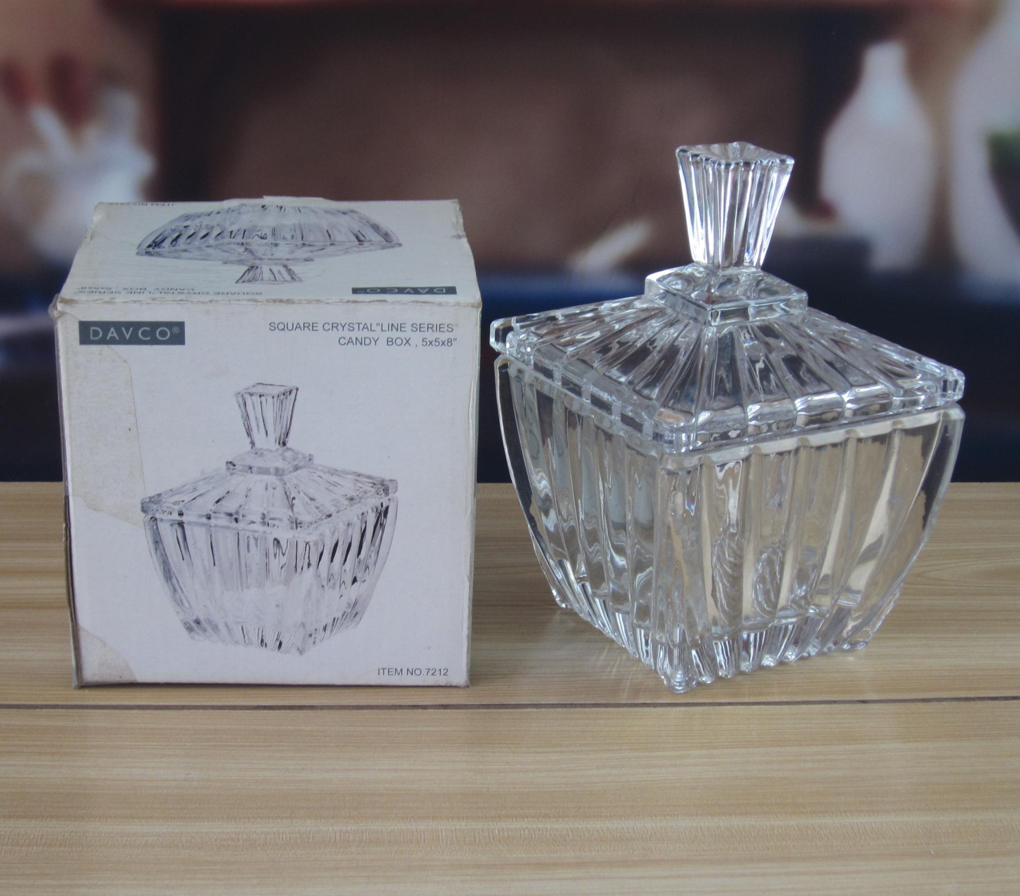Square Optic Stripes Glass Storage Jars For Candy