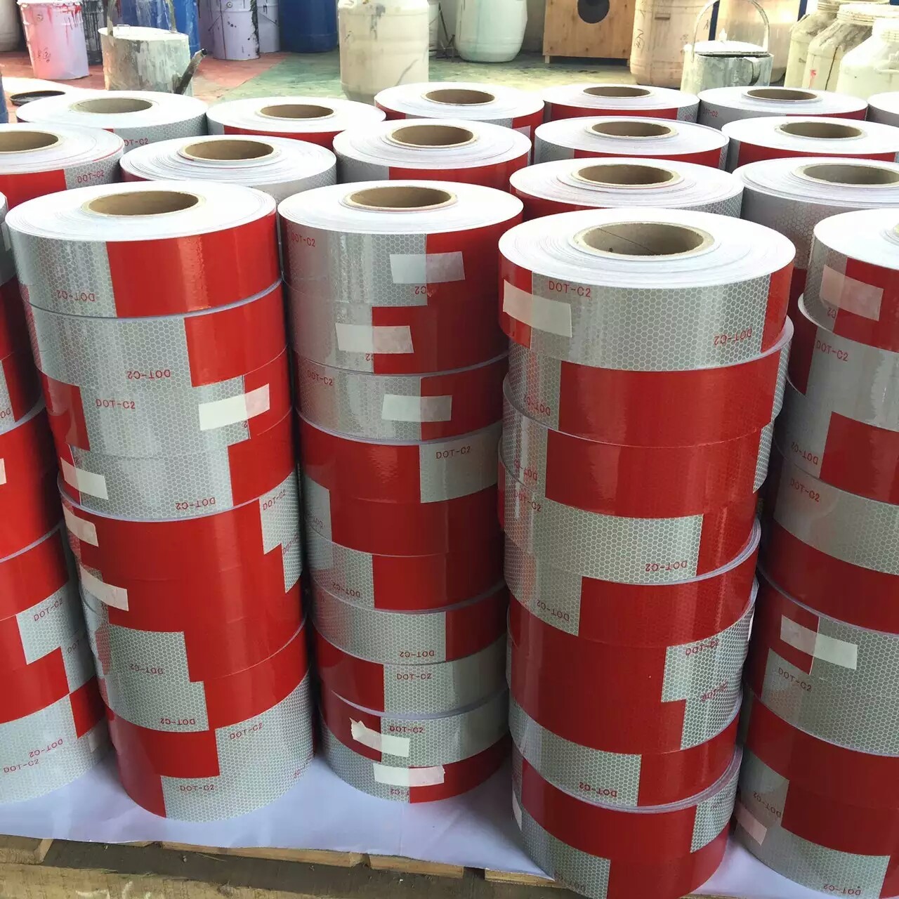 50mm Red-White DOT-C2 Reflective Tape Light Reflective Tape Glass Beads Reflective Tape