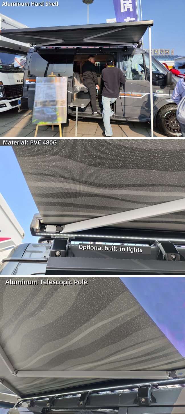 Side Mounted Rv Retractable Awning Sun Shade 420G PVC Four Season