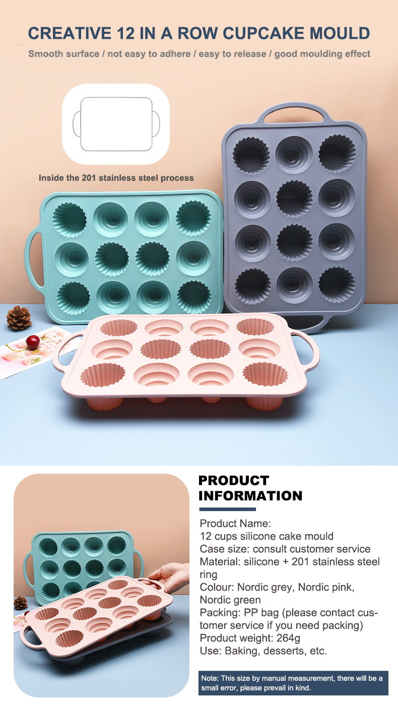 Non Sticky 12 Cavity Silicone Mini Cupcake Molds