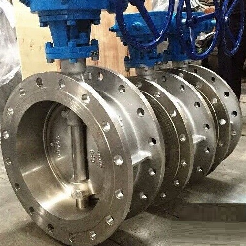 Triple Eccentric Offset Flanged Butterfly Valves Manual Worm Gearbox PN16 25 40 Cast Steel Ductile