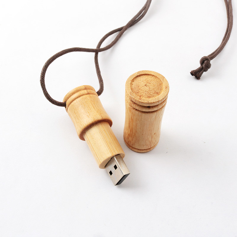 15MB/S 32GB 128GB Custom Wood Flash Drives Bamboo With Lanyard