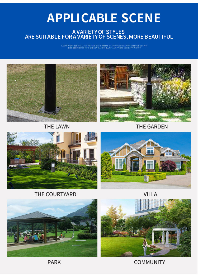 Courtyard Outdoor LED Garden Pole Lights lawn 450mmx390mm E27 Replaceable