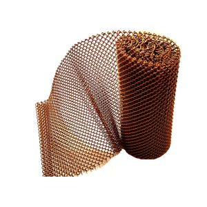 China Flexible Copper Color Metal Mesh Fabric , Metal Coil Drapery For Room Divider on sale