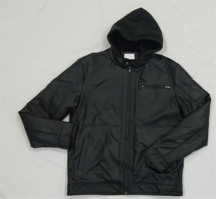 Polyurethane Pu Leather Puffer Jacket Mens