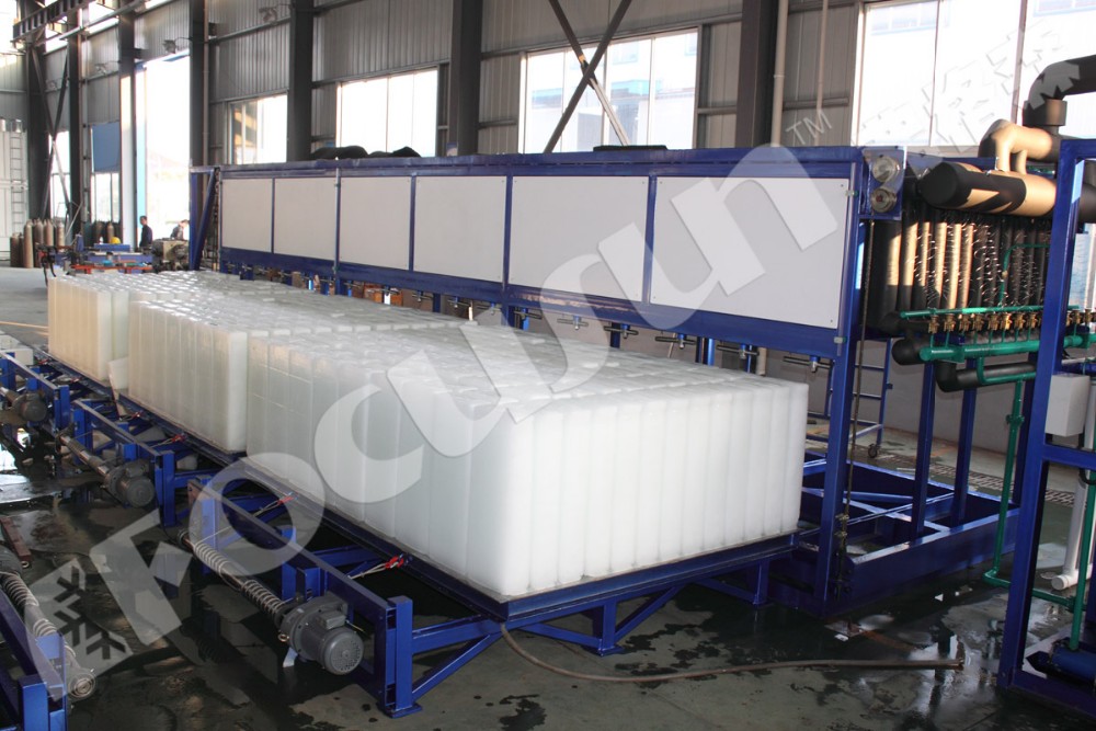Blue NIZA Paint 90KW Industrial Block Ice Maker Machine CE Certificate