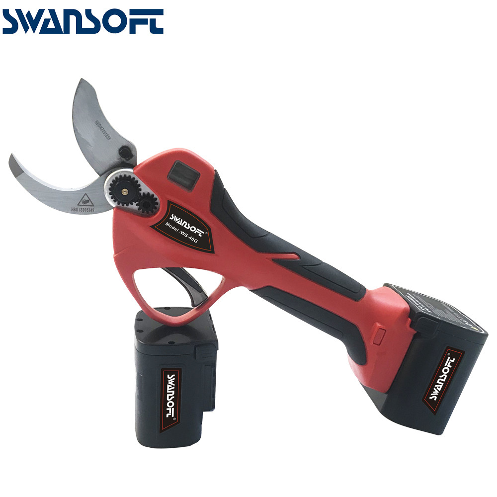 Swansoft New Designed Li-ion Battery Powered Tree Branch Cutting 4.0CM Electric Pruner with LED