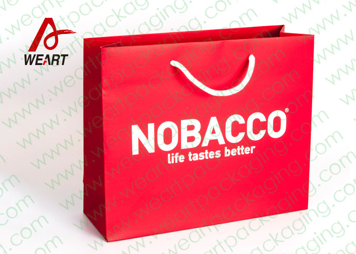 Cotton Ribbon Personalized Wine Bags Paper Material , Custom Business Shopping Bags