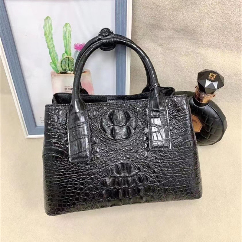 Genuine Alligator Leather Lady White Purse Female Single Shoulder Bag Authentic Crocodile Skin Women Top-handle Handbag