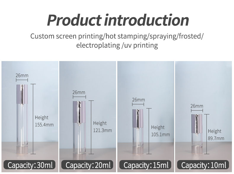 15ml 30ml 50ml Shampoo Lotion Bottle Transparent Plastic Oil Jar Airless For Skincare