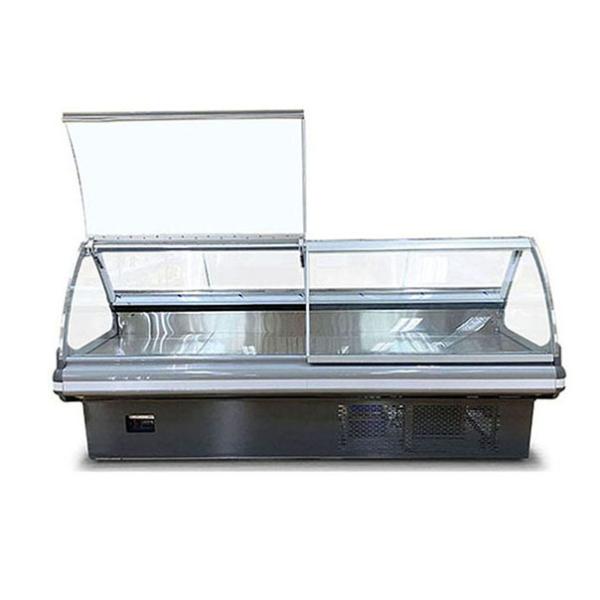 Meat Shop/Supermarket/Flip Top Glass Stainless Steel Fresh Meat Storage Display