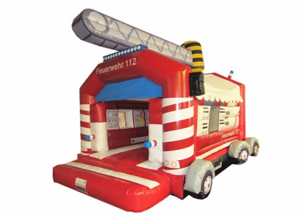 Firetruck Commercial Bounce House Quadruple Stitching , Inflatable Jumping