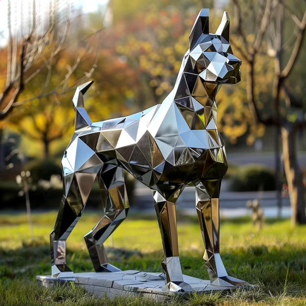 Stainless Steel Geometric Pigeon Sculpture For Yard Decor And Urban Landscape