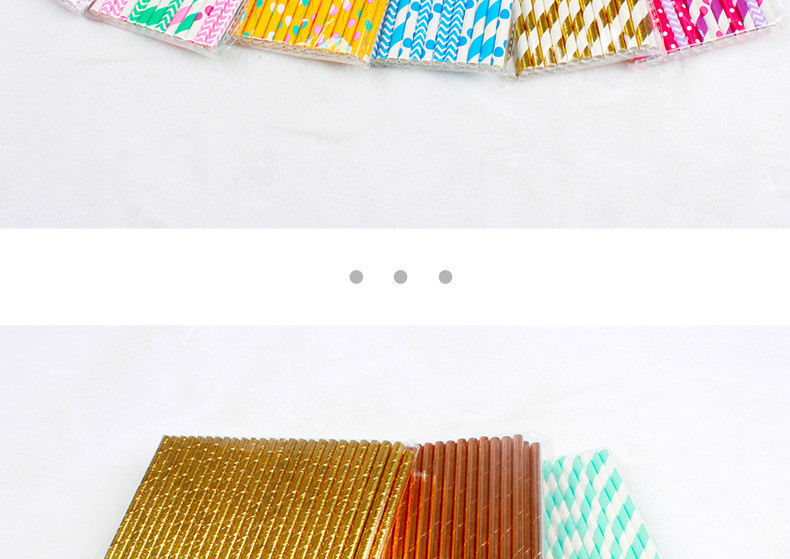 200pcs pack 6mm diameter food safe ink printing spots paper straws compostable waved pulp straws for party DIY