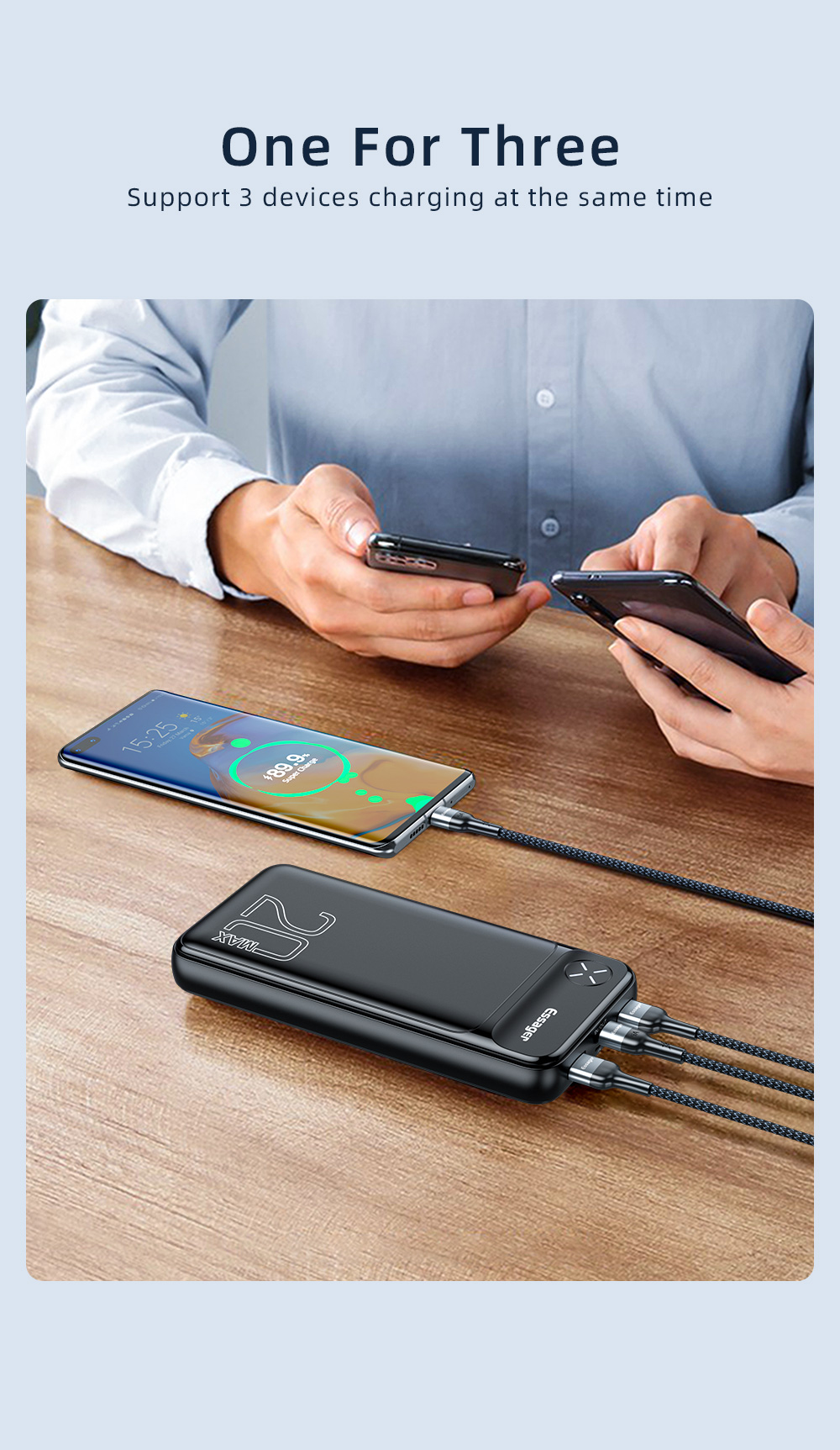 Essager Latitude Portable Power Bank Charger 20000mAh 3 Output 2 Input