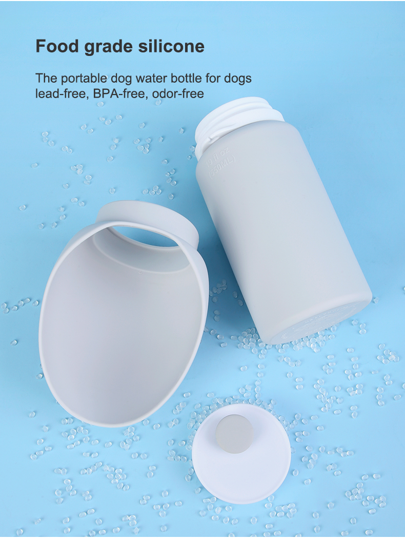 Outdoor 550ml 19oz Dog Water Bottle Dispenser White Collapsible Dog Water Feeder