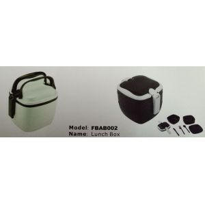 FBAB001 2 layers PP plastic lunch box with fork spoon knife inside locks on side