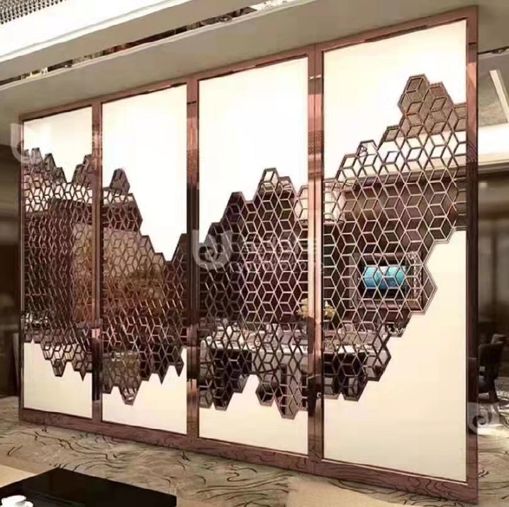 Stainless steel frame marble room divider luxury style decoration