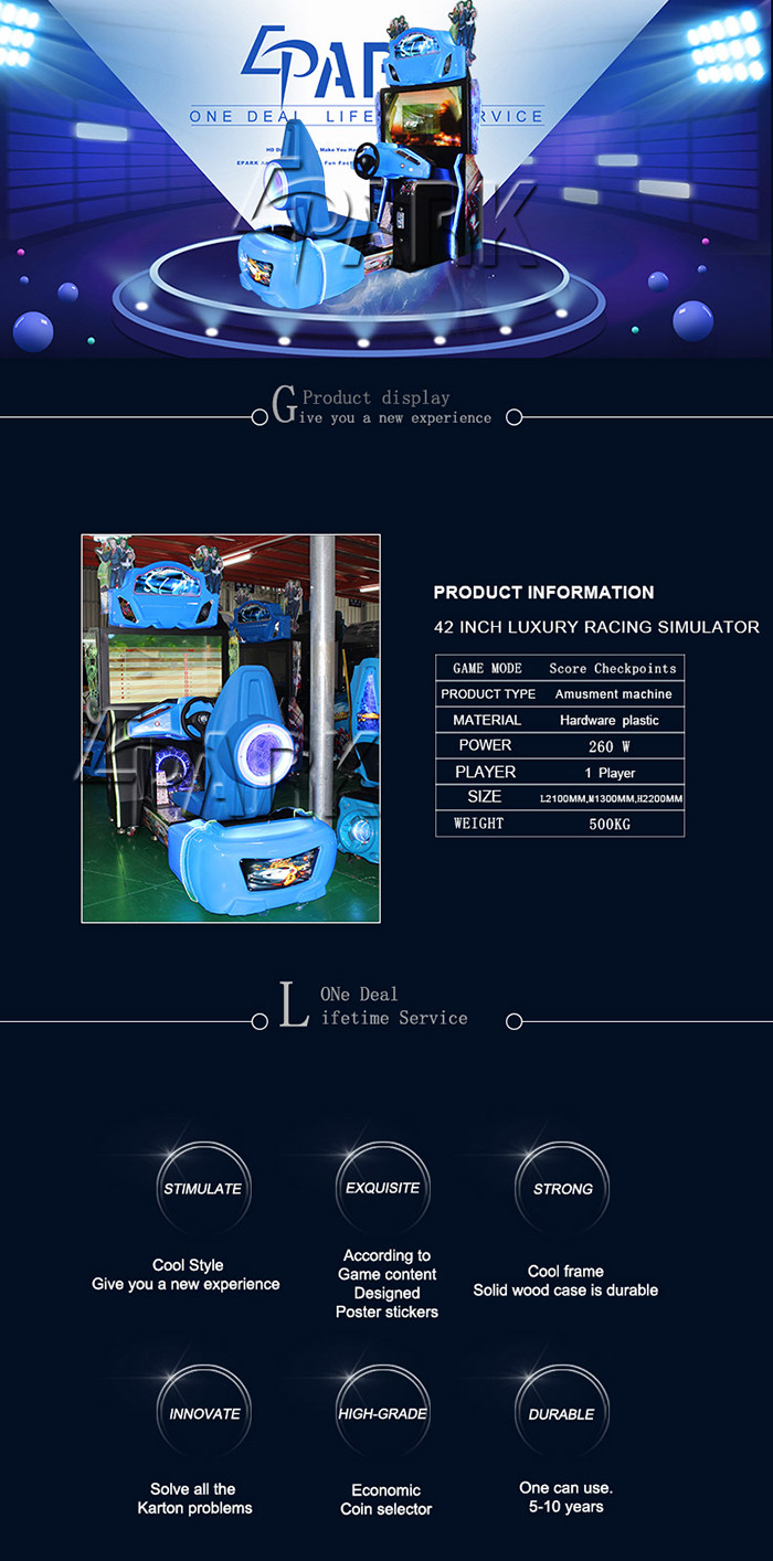 42 Inch Luxury Speed Car Racing Simulator Arcade Game Machine With Vivid Games