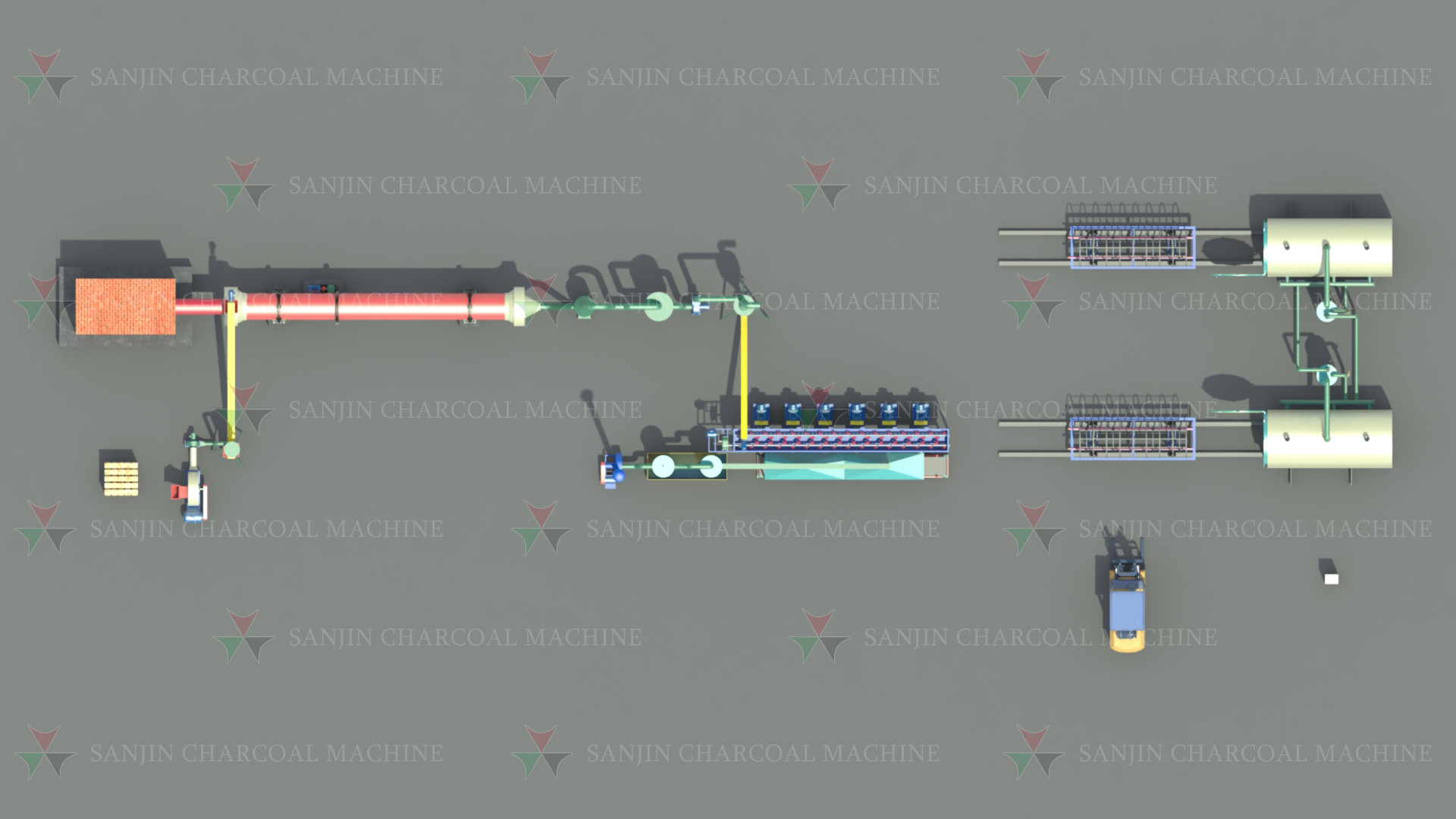 Hexagon Briquette Charcoal Briquette Production Line For BBQ