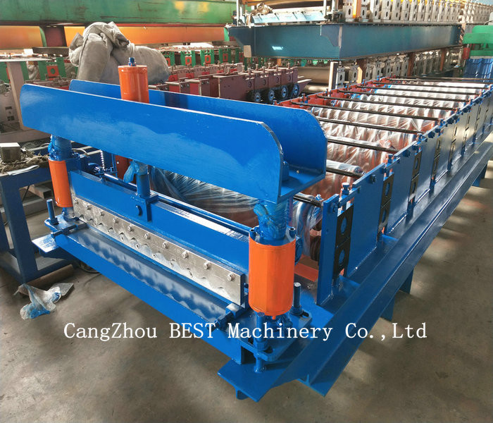 Corrugated Roof Sheet Steel Making Roll Forming Machine Hydraulic Cutting