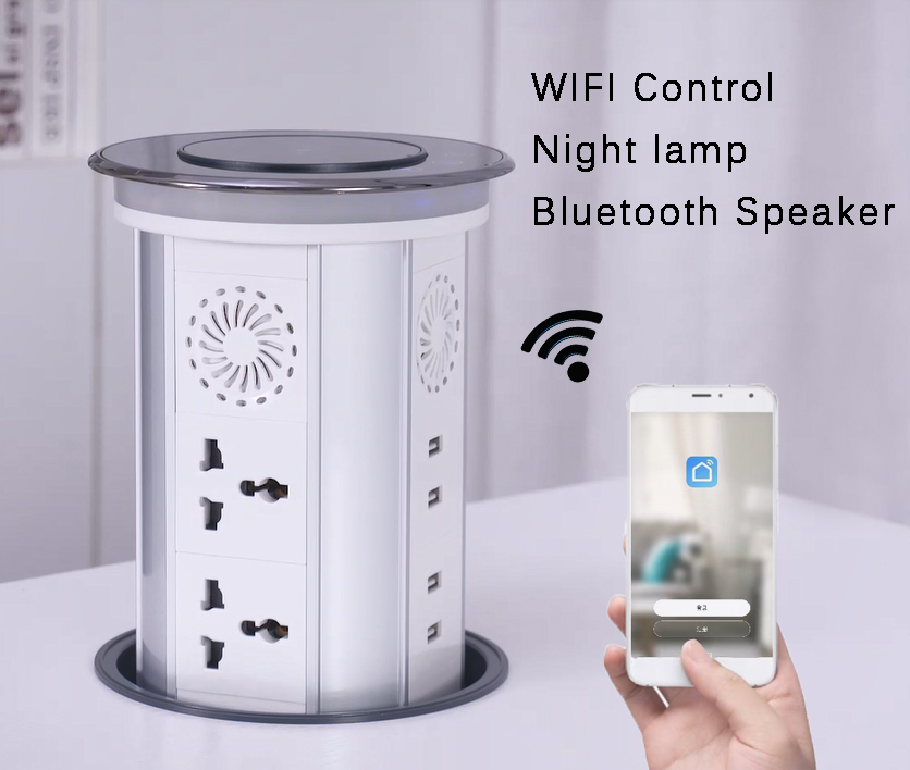 Multifunction WIFI Smart Motorized Socket 3 positions Pop Up Socket USB Smart Table Plugs