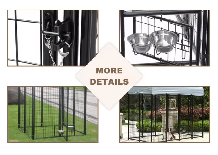 6'X10' Welded Wire Metal Mesh Black Outside Pet Cage Dog Kennel