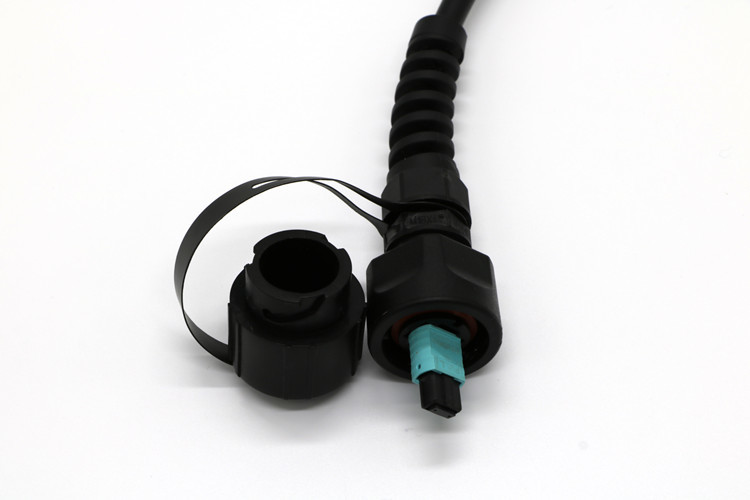 12 Cores MPO-LC Fiber Optic Patch Cord Black Jacket Outdoor Waterproof IP65