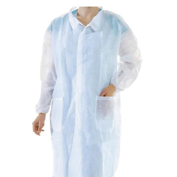 Anti Alcohol White 60GSM Cotton Disposable Lab Coats
