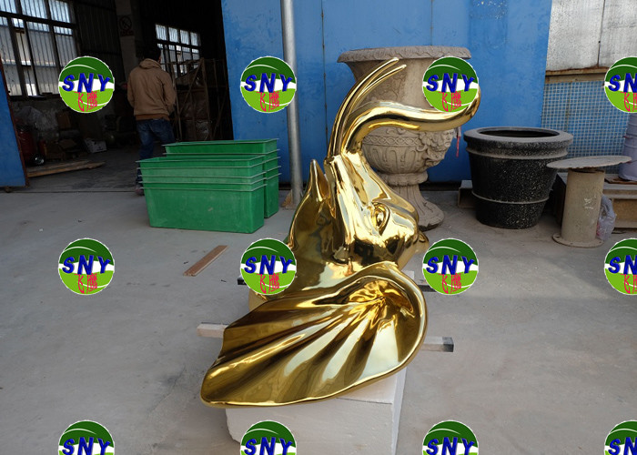 animal golden elephant head statue/sculpture as decoration in hotel mall display model
