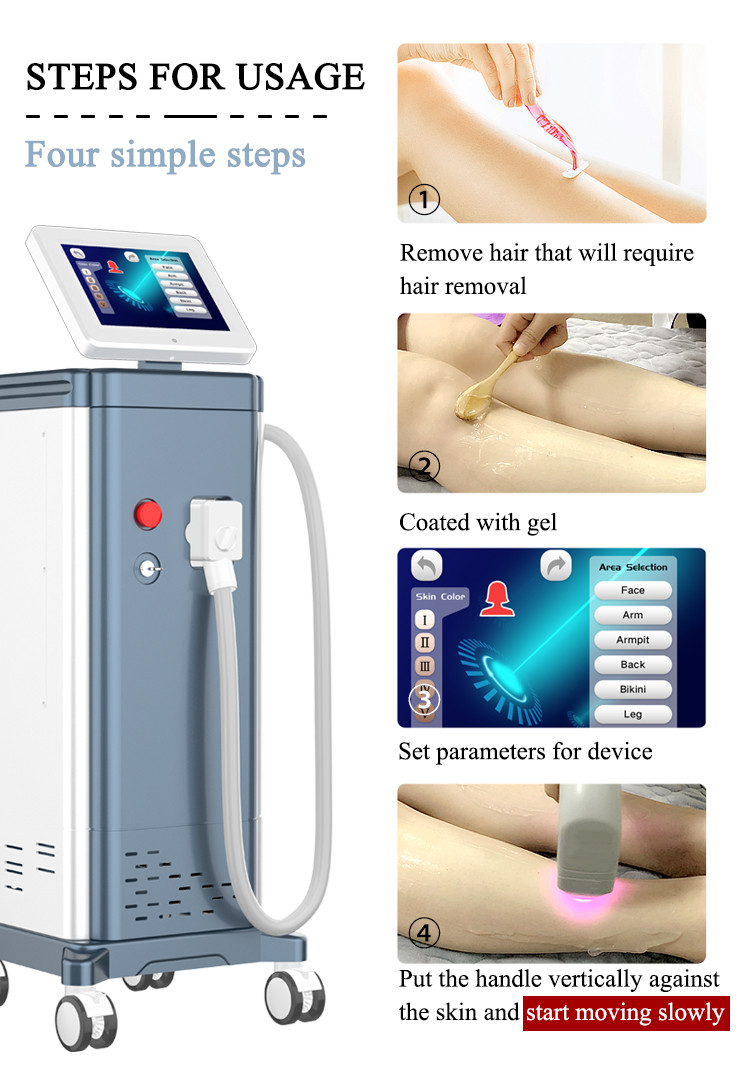 1~10Hz Frequency Hair Removal Machine 2 Year Maintenance Diode Laser 260J/CM2