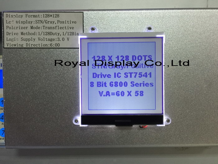 China 3.3V Power Supply COG LCD Module STN Positve 128*128 Dots NT7541 Driver on sale