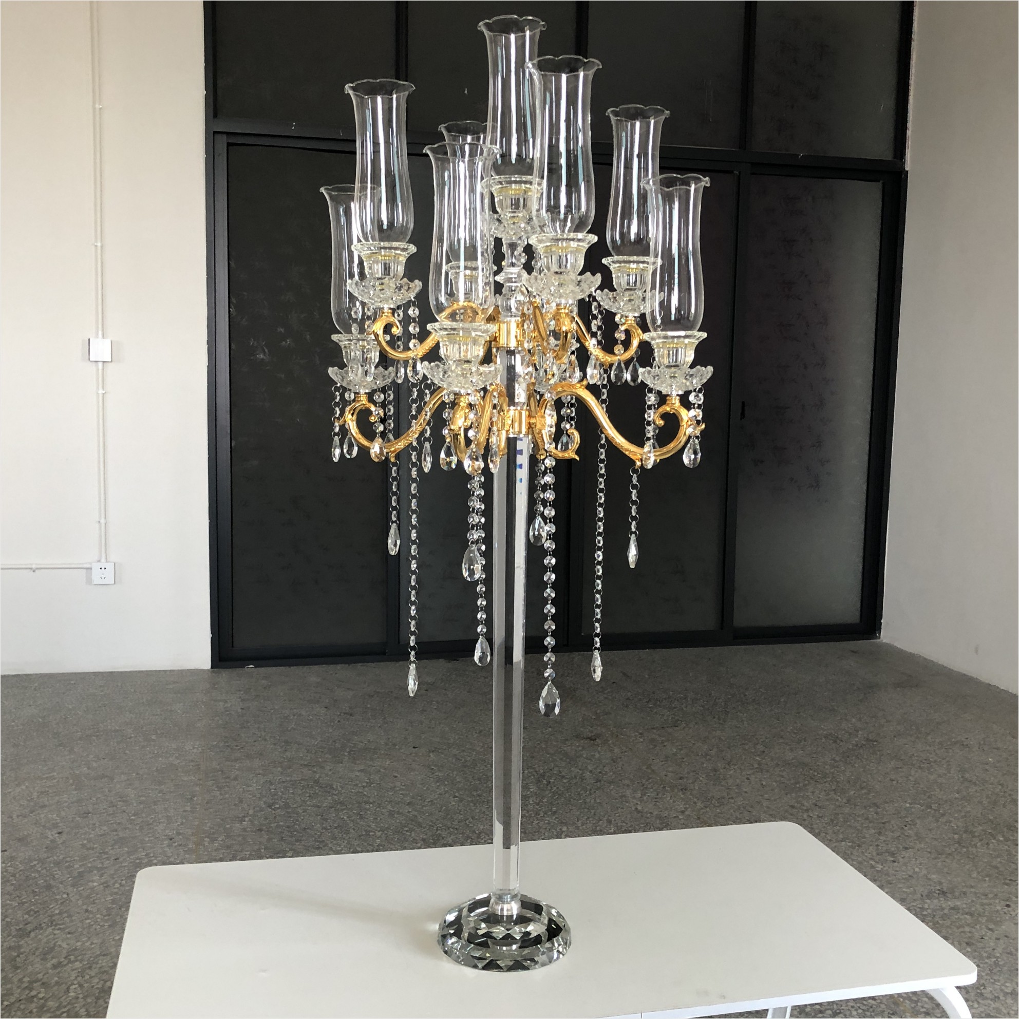 Luxury Indoor Hanging Crystal Candelabra Beaded 9 Arms 130CM