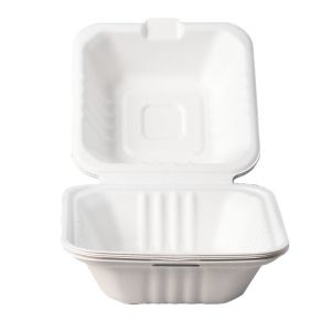  Compostable Biodegradable Packing disposable bagasse Buger pulp paper box Manufactures