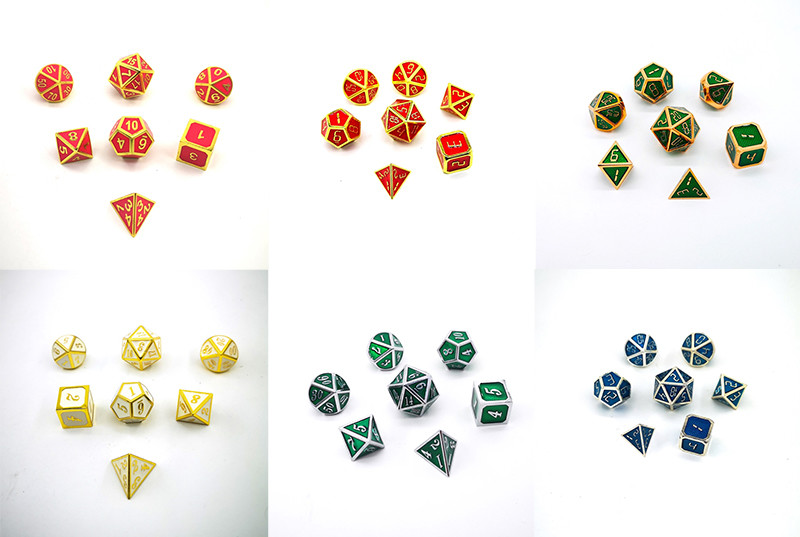 7pcs In Set Zinc Alloy Metal Dice High Durability With Digital Clock Numbers